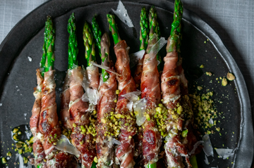 Prosciutto Wrapped Asparagus with Herbed Cream Cheese